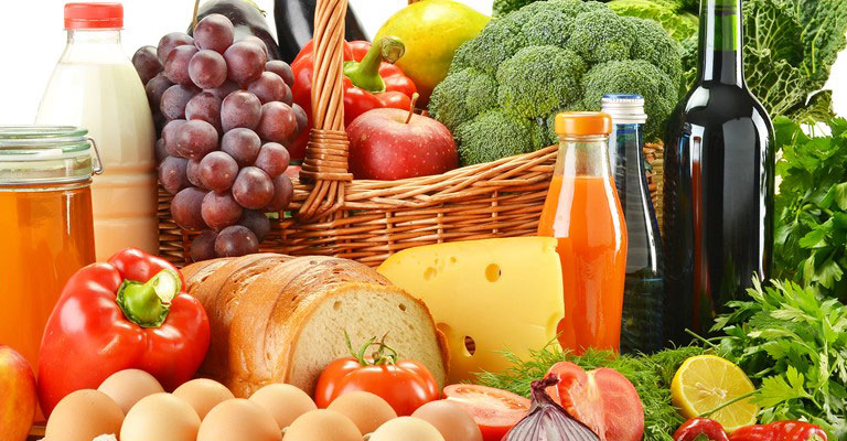 Table full of fresh farmed goods