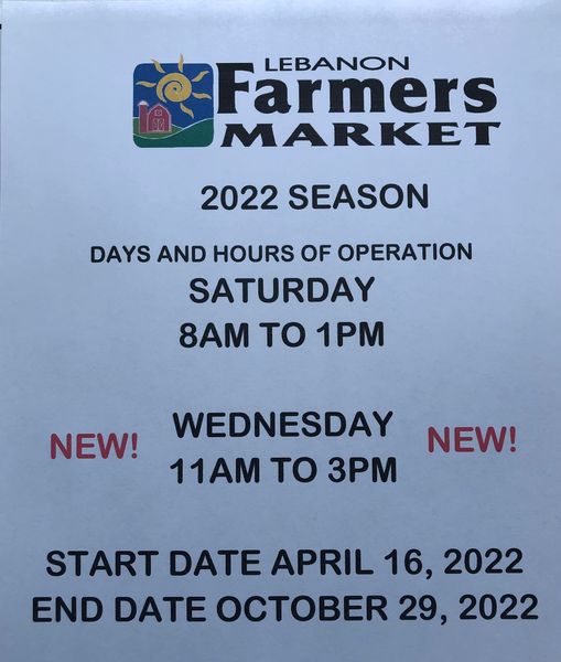 Wednesday Hours for 2022 (11am to 3pm)
